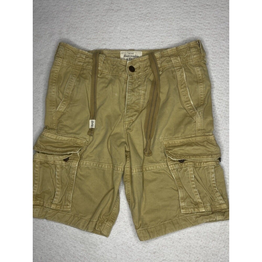 Vintage Abercrombie & Fitch Cargo Shorts Mens 31 Beige Y2K Utility Preppy Button